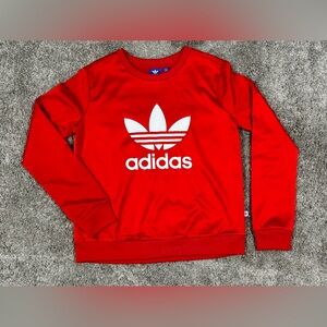 Adidas Crewneck-Bold Red Satin Trefoil-Womens size M